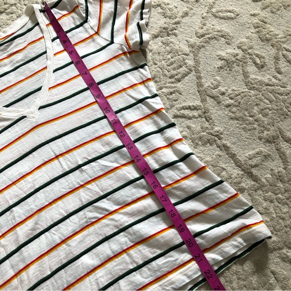 Madewell Women’s V-Neck Short Sleeve Rainbow Stripe T-Shirt, White Size XS - Picture 8 of 12